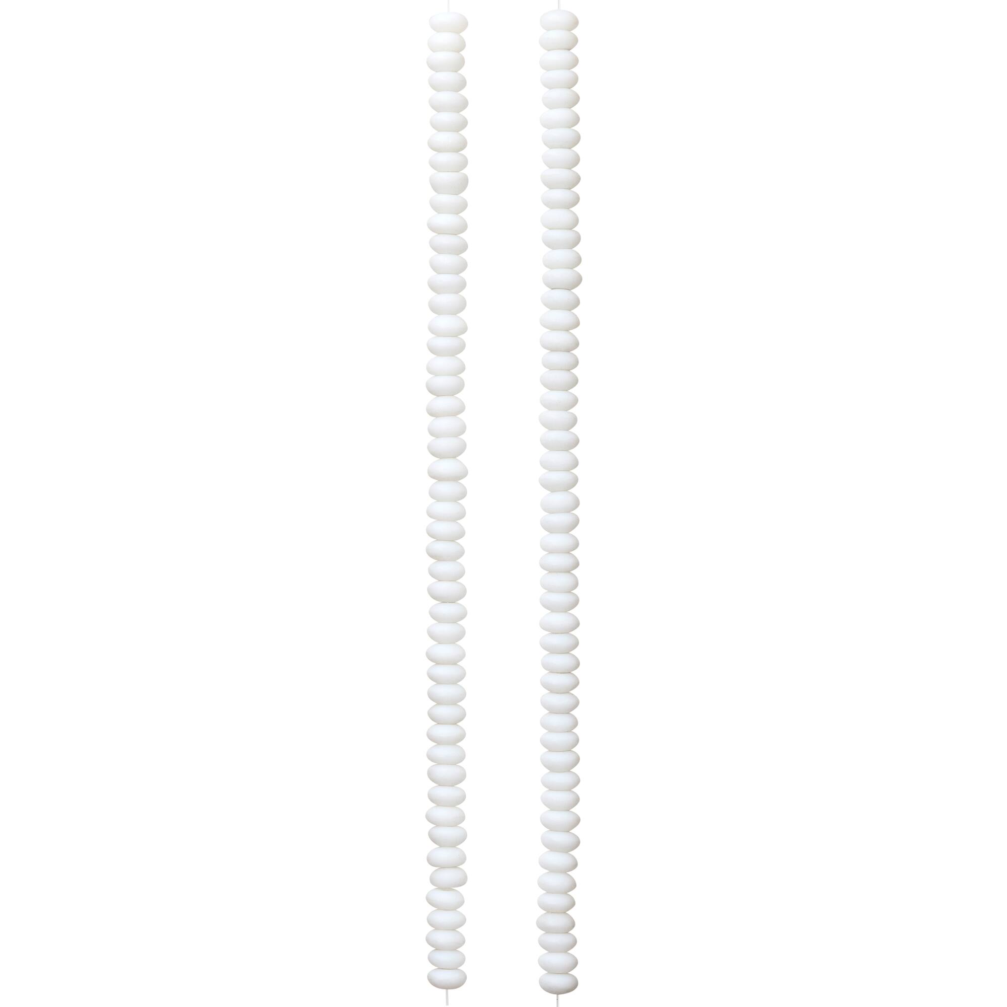 White Glass Rondelle Beads, 6mm by Bead Landing™